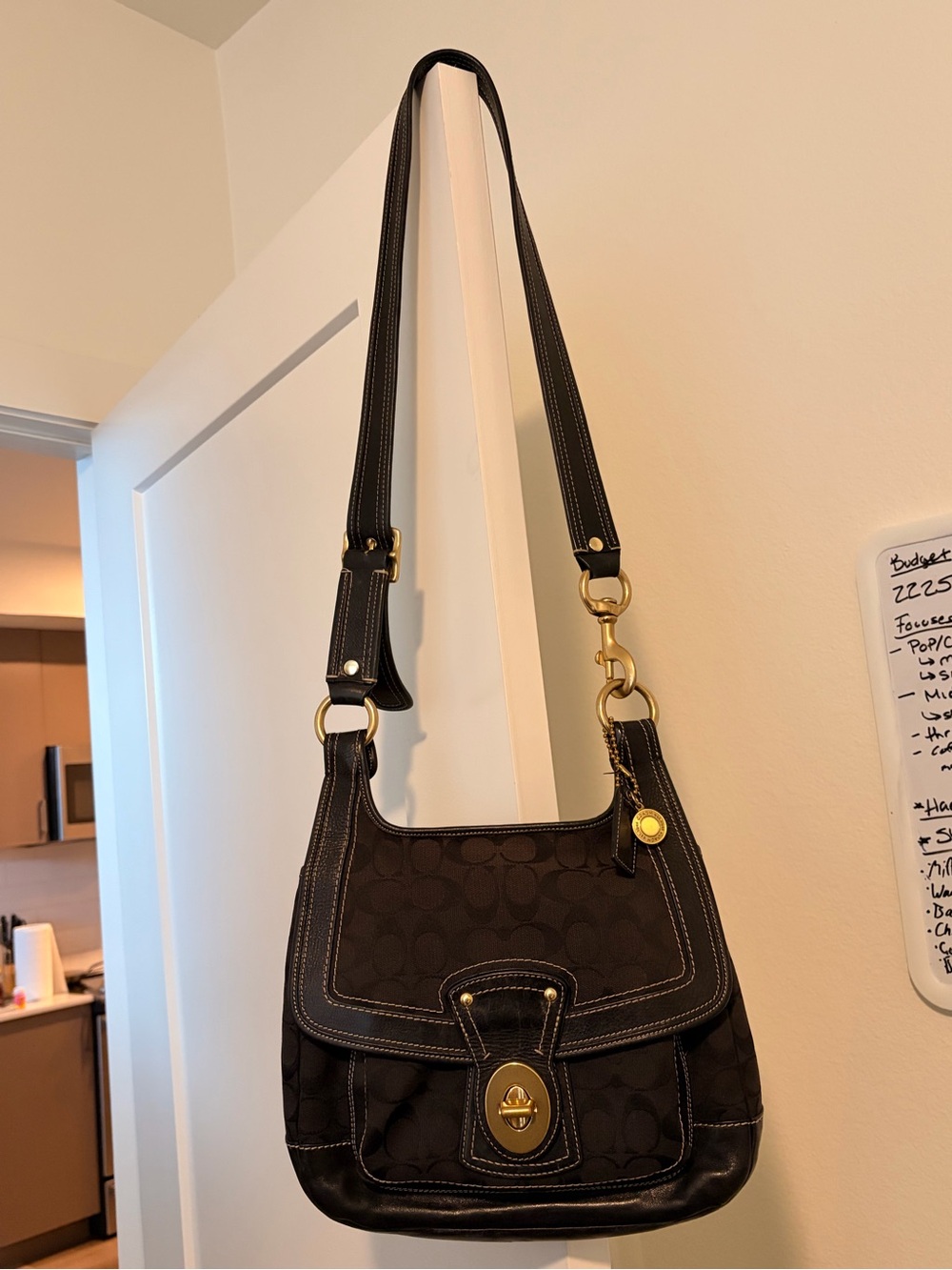 Coach Black LEGACY 65th ANNIVE Signature Canvas Shoulder Bag with Gold Hardware